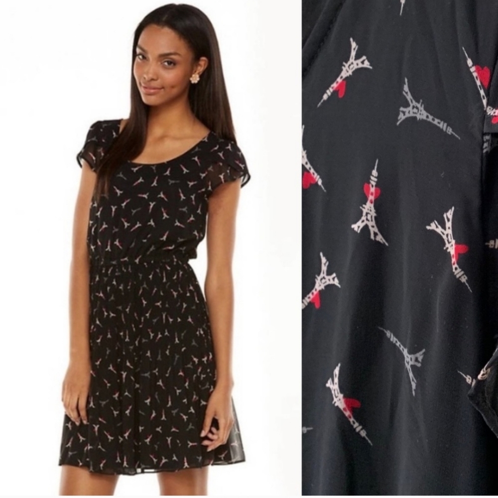 ELLE Eiffel Tower Black Parisian Dress